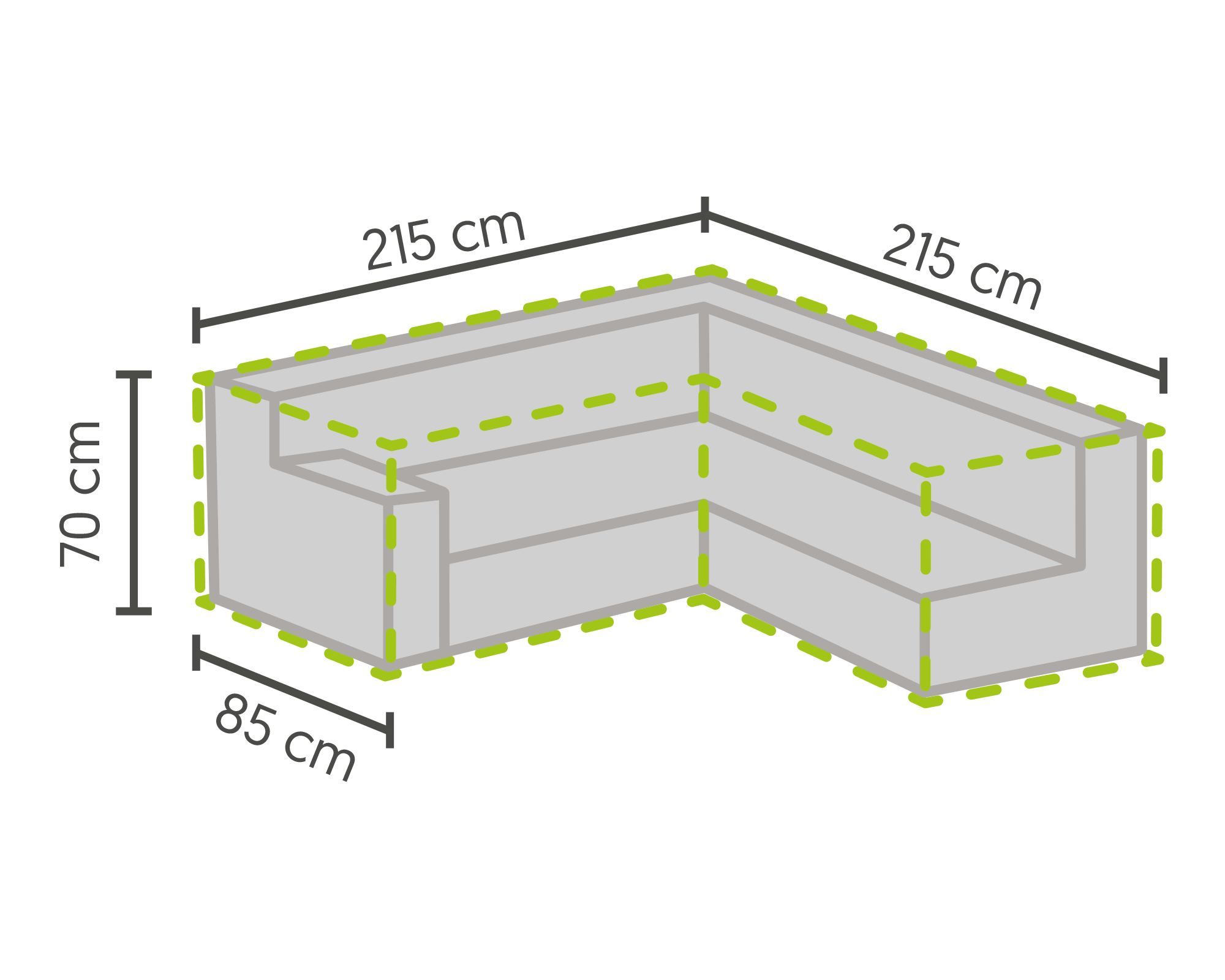 Loungeset beschermhoes L-vorm 215/85x215/85x70cm