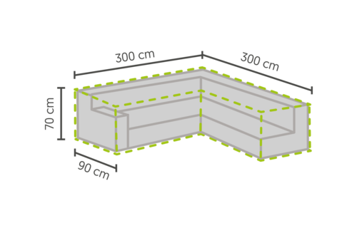 Loungeset beschermhoes L-vorm 300/90x300/90x70cm