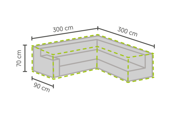Loungeset beschermhoes L-vorm 300/90x300/90x70cm