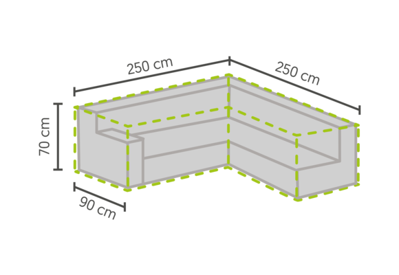Loungeset beschermhoes L-vorm 250/90x250/90x70cm