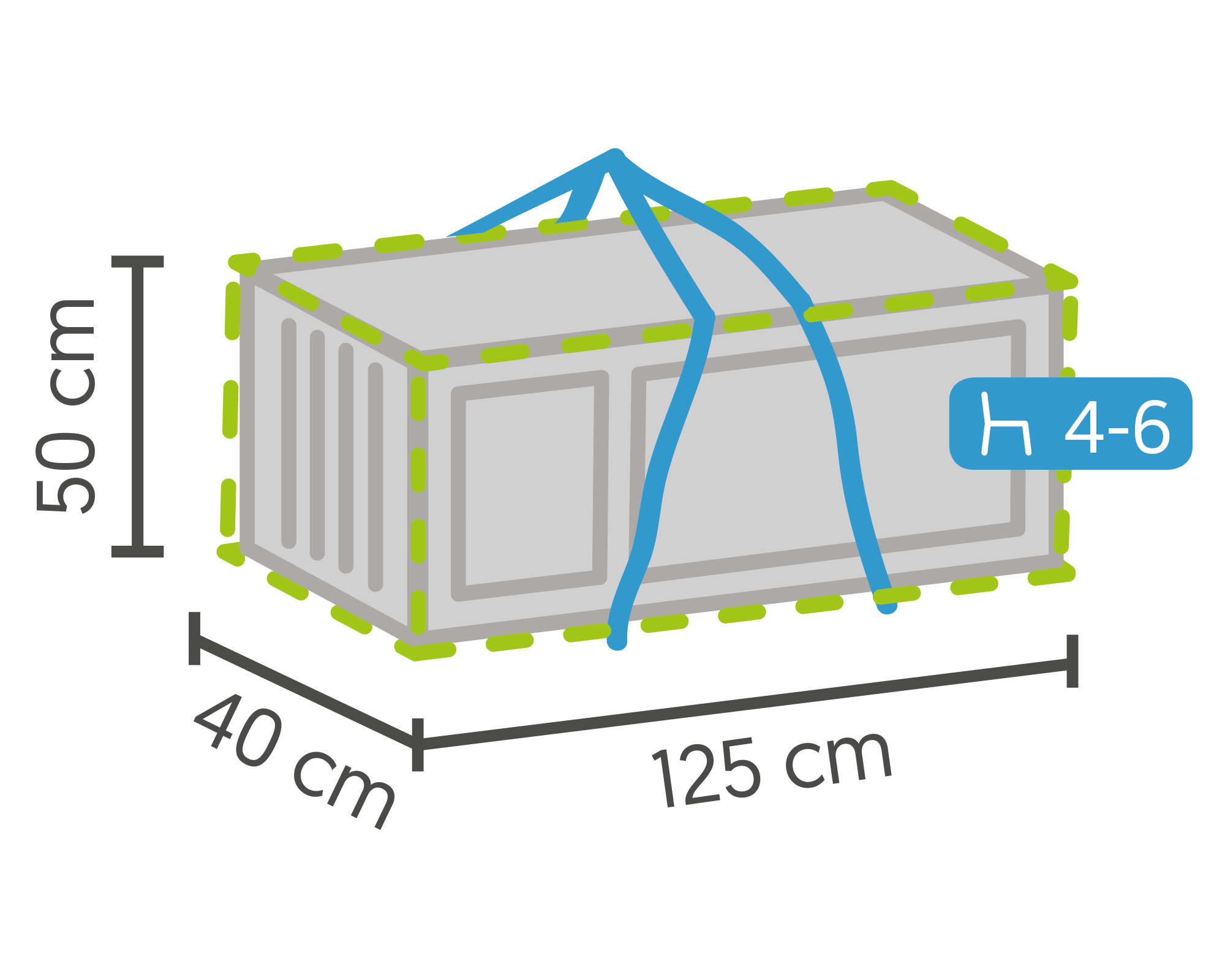 Luxe kussen opbergtas Outdoor Covers 125x40x50cm