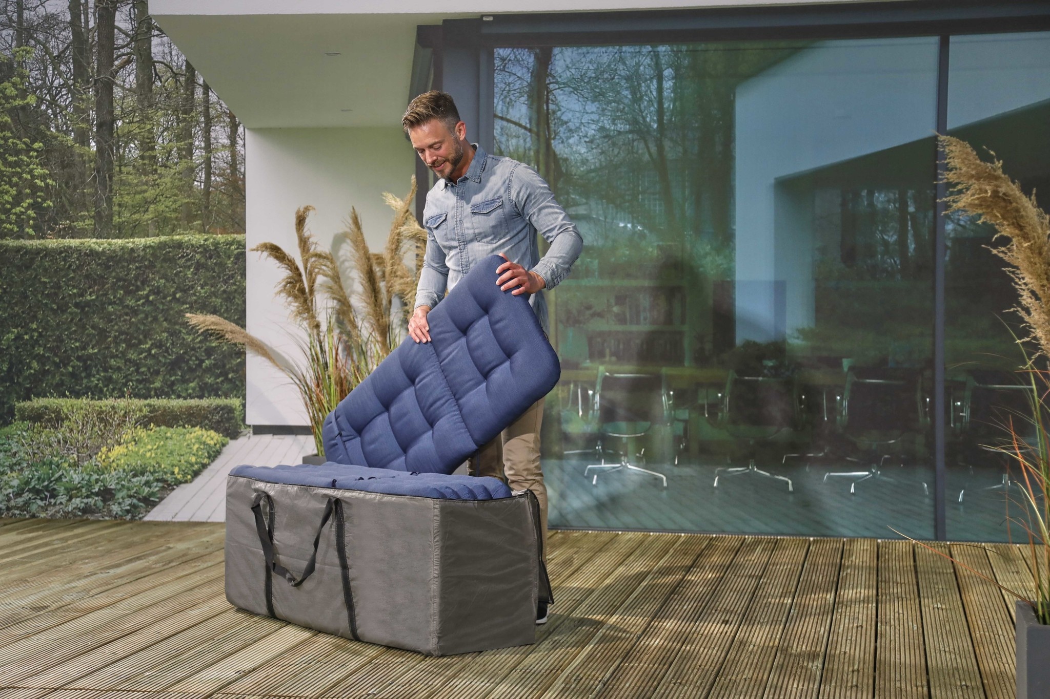 Luxe kussen opbergtas Outdoor Covers 125x40x50cm