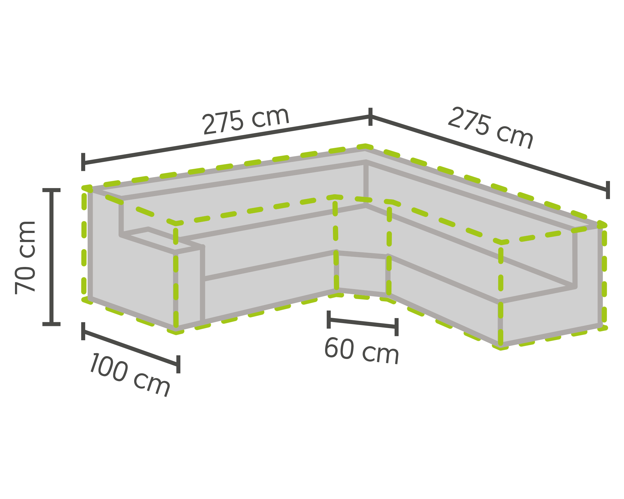 Loungeset beschermhoes trapezium 275/100x275/100x70cm