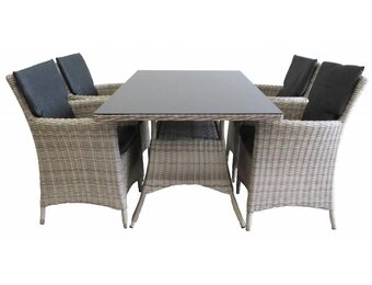 5-delige tuinset | 4 Utah tuinstoelen (Desert) | 160cm tuintafel (Spraystone)