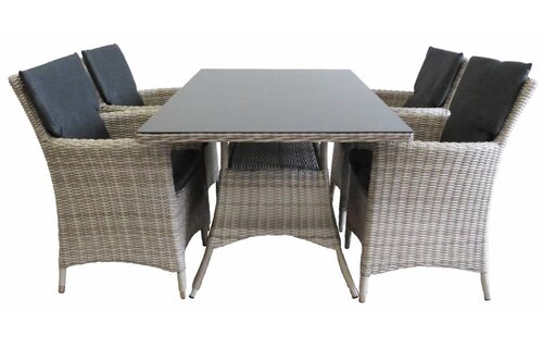 5-delige tuinset | 4 Utah tuinstoelen (Desert) | 160cm tuintafel (Spraystone)