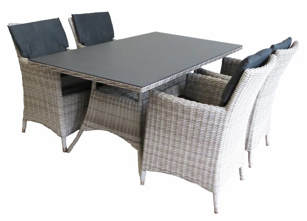 5-delige tuinset | 4 Utah tuinstoelen (Desert) | 160cm tuintafel (Spraystone)