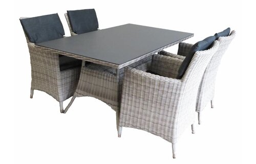 5-delige tuinset | 4 Utah tuinstoelen (Desert) | 160cm tuintafel (Spraystone)