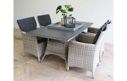 5-delige tuinset | 4 Utah tuinstoelen (Desert) | 160cm tuintafel (Spraystone)