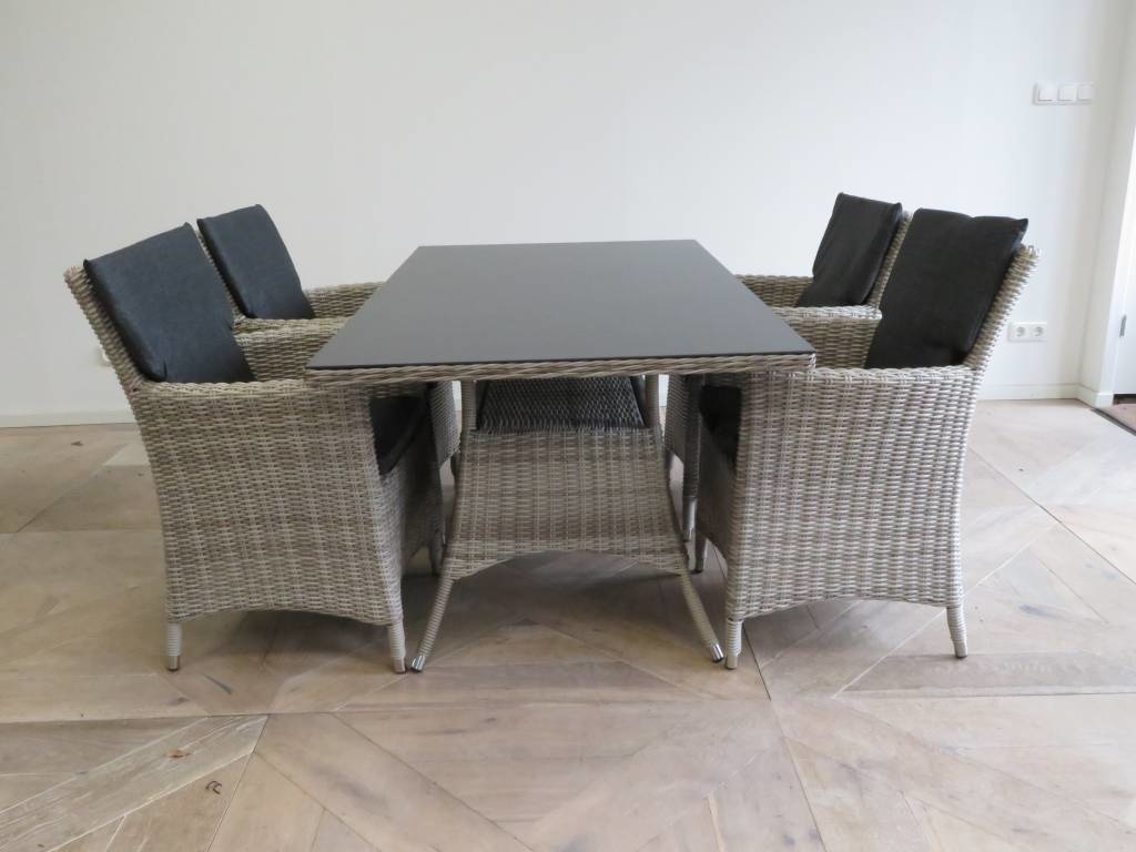 5-delige tuinset | 4 Utah tuinstoelen (Desert) | 160cm tuintafel (Spraystone)