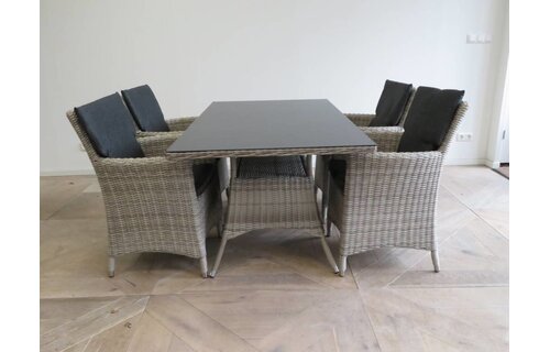 5-delige tuinset | 4 Utah tuinstoelen (Desert) | 160cm tuintafel (Spraystone)