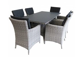 7-delige tuinset | 6 Utah tuinstoelen (Desert) | 210cm tuintafel (Spraystone)