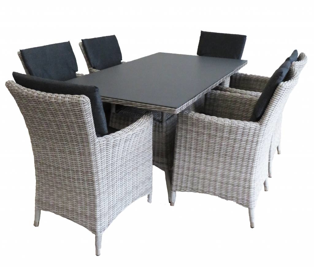 7-delige tuinset | 6 Utah tuinstoelen (Desert) | 210cm tuintafel (Spraystone)