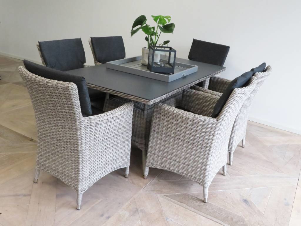 7-delige tuinset | 6 Utah tuinstoelen (Desert) | 210cm tuintafel (Spraystone)