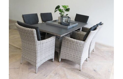 7-delige tuinset | 6 Utah tuinstoelen (Desert) | 210cm tuintafel (Spraystone)