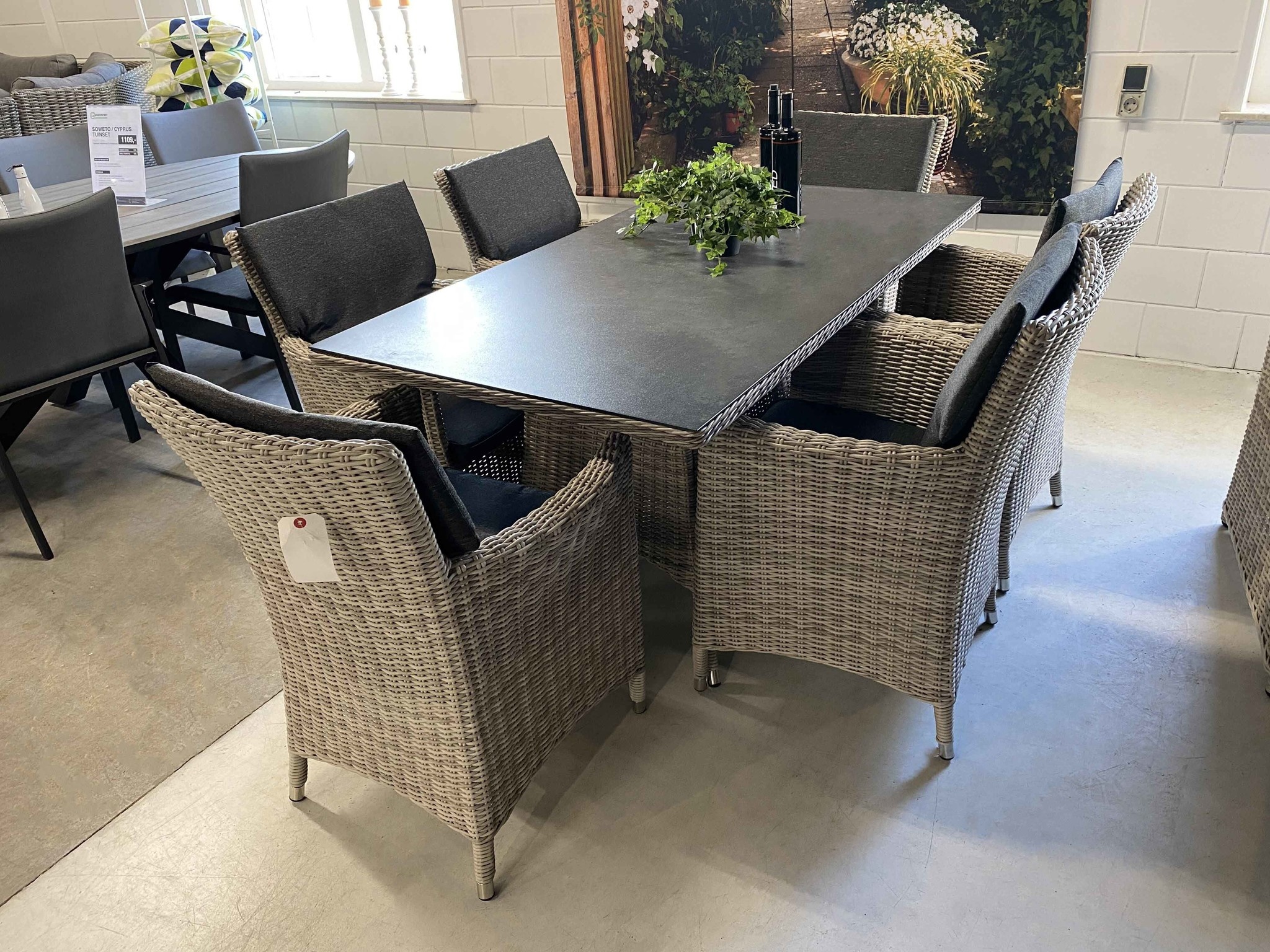 7-delige tuinset | 6 Utah tuinstoelen (Desert) | 210cm tuintafel (Spraystone)