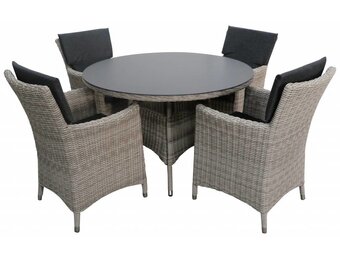 5-delige ronde tuinset | 4 Utah tuinstoelen (Desert) | ø120cm tuintafel (Spraystone)