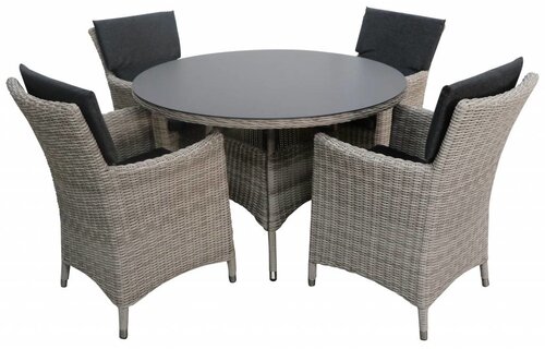 5-delige ronde tuinset | 4 Utah tuinstoelen (Desert) | ø120cm tuintafel (Spraystone)