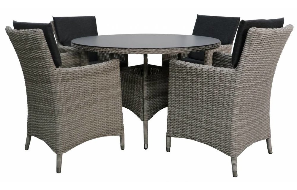 5-delige ronde tuinset | 4 Utah tuinstoelen (Desert) | ø120cm tuintafel (Spraystone)