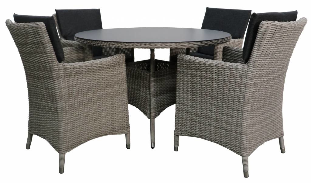 5-delige ronde tuinset | 4 Utah tuinstoelen (Desert) | ø120cm tuintafel (Spraystone)