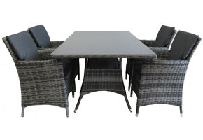 5-delige tuinset | 4 Utah tuinstoelen (Antraciet) | 160cm tuintafel (Spraystone)