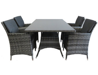 5-delige tuinset | 4 Utah tuinstoelen (Antraciet) | 160cm tuintafel (Spraystone)