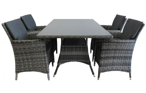 5-delige tuinset | 4 Utah tuinstoelen (Antraciet) | 160cm tuintafel (Spraystone)