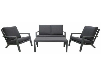 4-delige Loungeset met 2-persoonsbank | Bezano | Grafith Grey | Aluminium