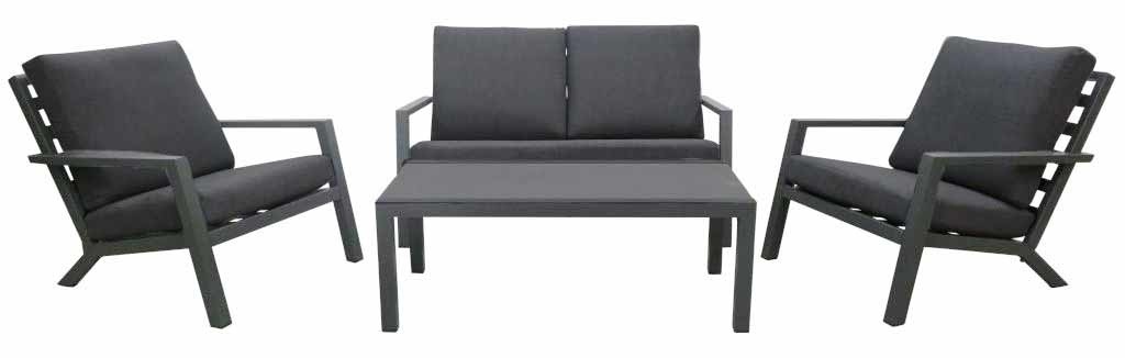 4-delige Loungeset met 2-persoonsbank | Bezano | Grafith Grey | Aluminium