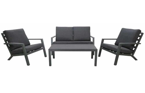 4-delige Loungeset met 2-persoonsbank | Bezano | Grafith Grey | Aluminium