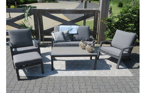 4-delige Loungeset met 2-persoonsbank | Bezano | Grafith Grey | Aluminium