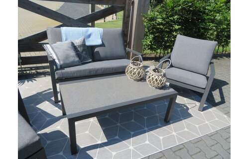 4-delige Loungeset met 2-persoonsbank | Bezano | Grafith Grey | Aluminium