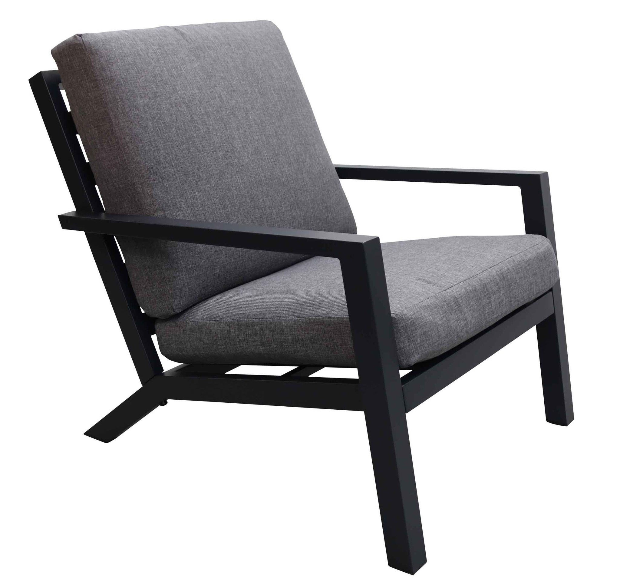 Loungestoel Bezano | Matt Black/Grey | Aluminium