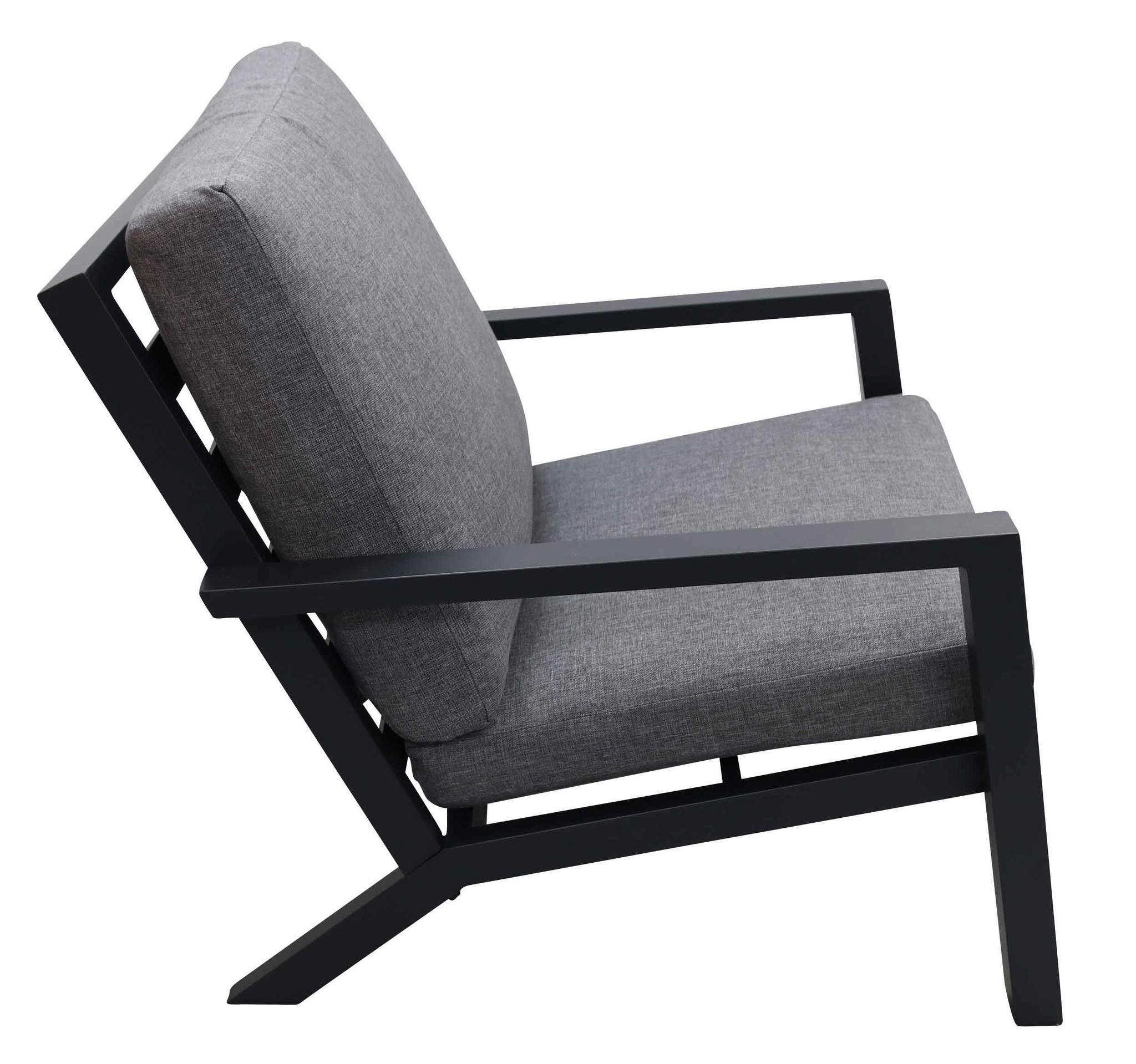 Loungestoel Bezano | Matt Black/Grey | Aluminium
