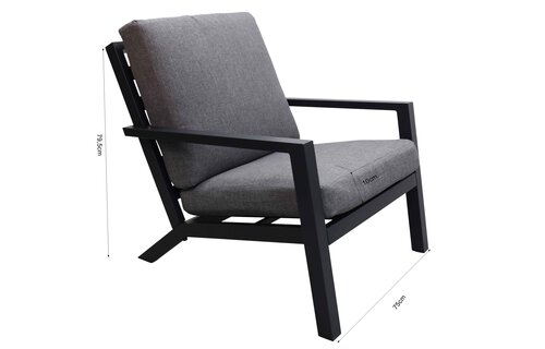 Loungestoel Bezano | Matt Black/Grey | Aluminium