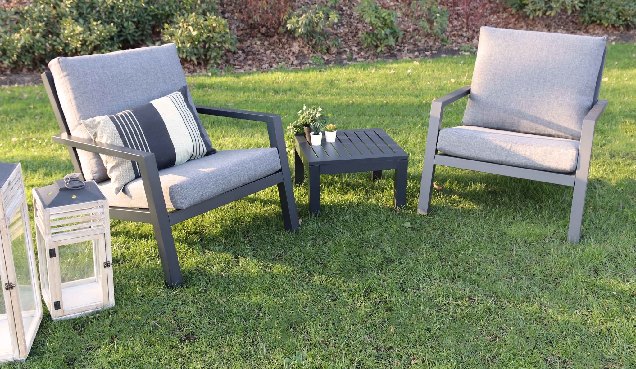 Loungestoel Bezano | Matt Black/Grey | Aluminium