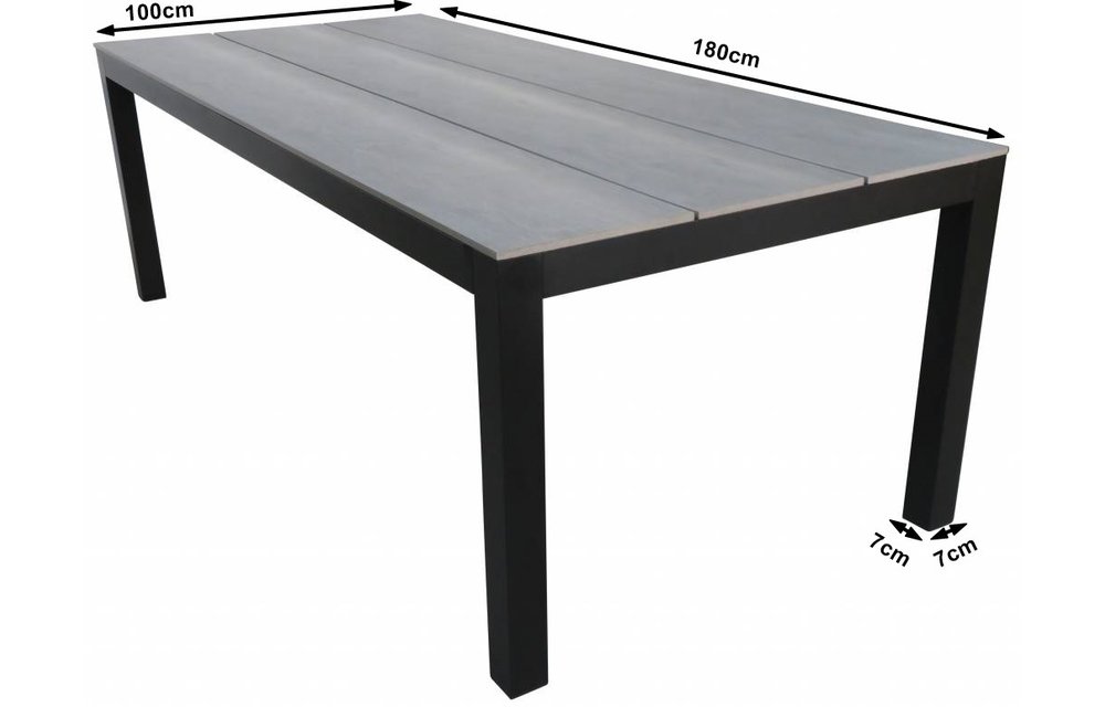 Tuintafel Cyprus 180x100cm | Grey | Polywood & Aluminium