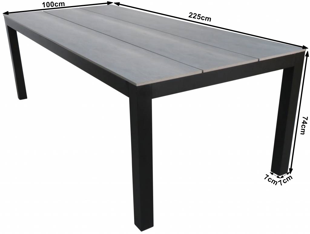 Tuintafel Cyprus 225x100cm | Grey | Polywood & Aluminium