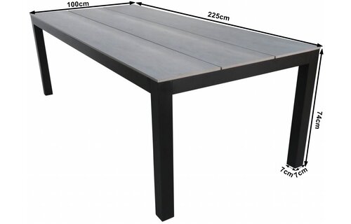 Tuintafel Cyprus 225x100cm | Grey | Polywood & Aluminium