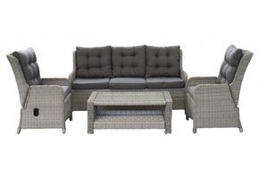 Verstelbare Loungeset met 3-persoonsbank | Dublin | Mystic Grey | Wicker
