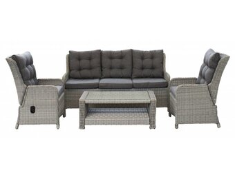 Verstelbare Loungeset met 3-persoonsbank | Dublin | Mystic Grey | Wicker
