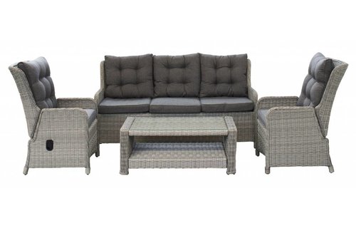 Verstelbare Loungeset met 3-persoonsbank | Dublin | Mystic Grey | Wicker