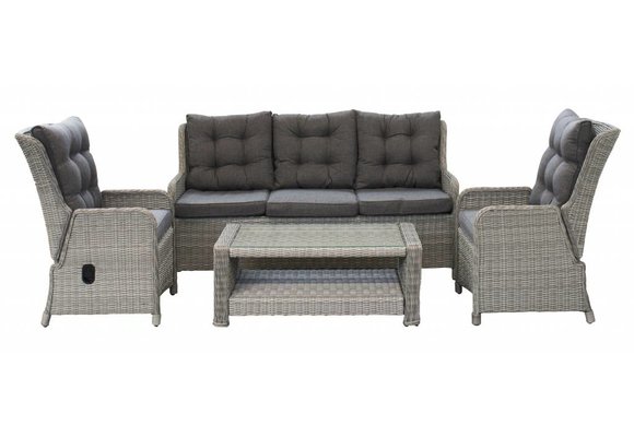 Verstelbare Loungeset met 3-persoonsbank | Dublin | Mystic Grey | Wicker