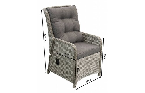 Verstelbare Loungeset met 3-persoonsbank | Dublin | Mystic Grey | Wicker