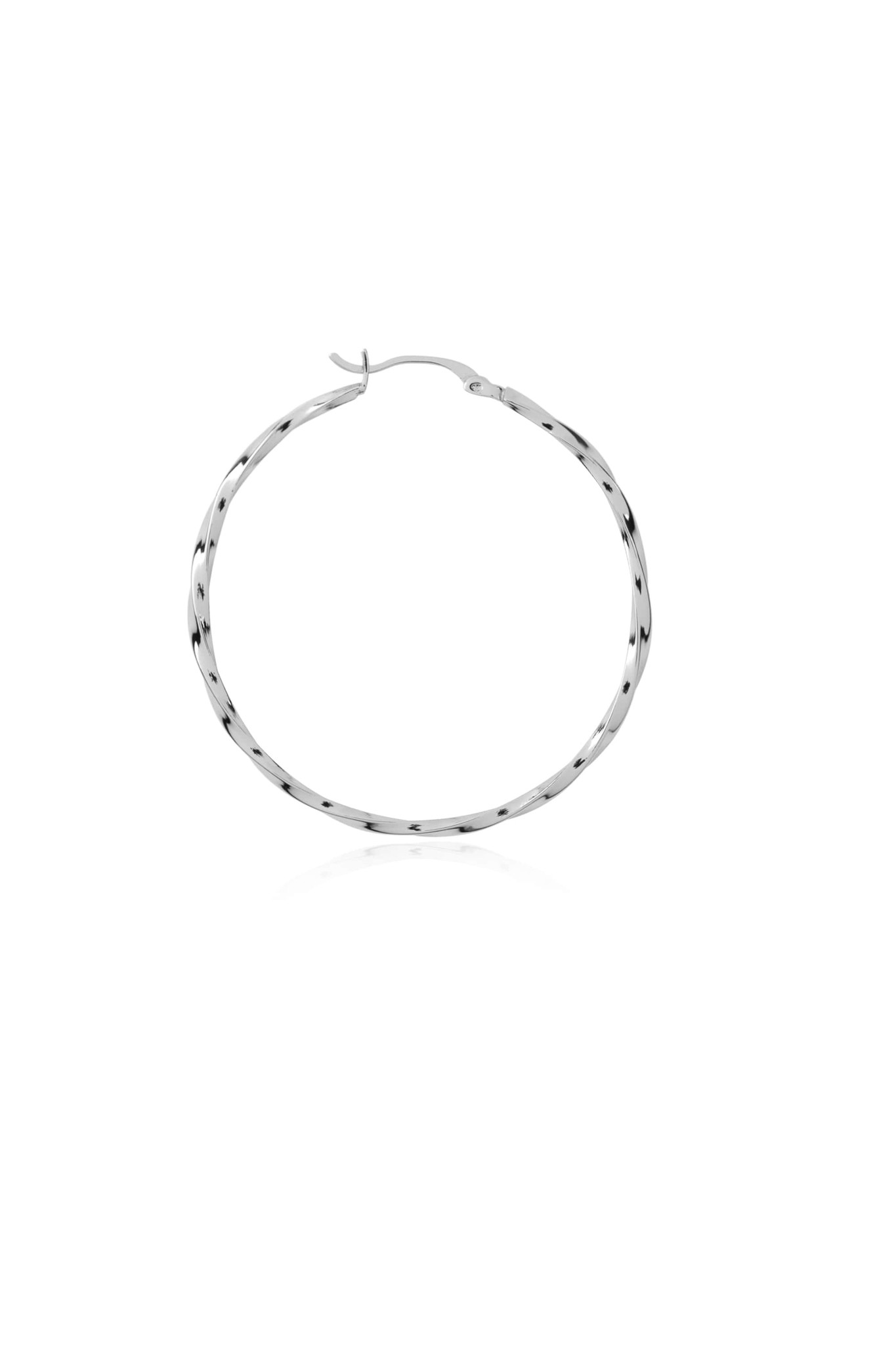 T.I.T.S. TWIST EARRING HOOP LARGE SILVER