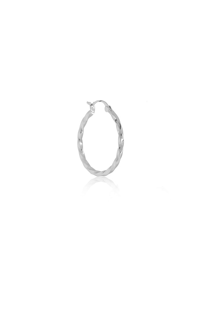 T.I.T.S. TWIST HOOP EARRING MEDIUM SILVER