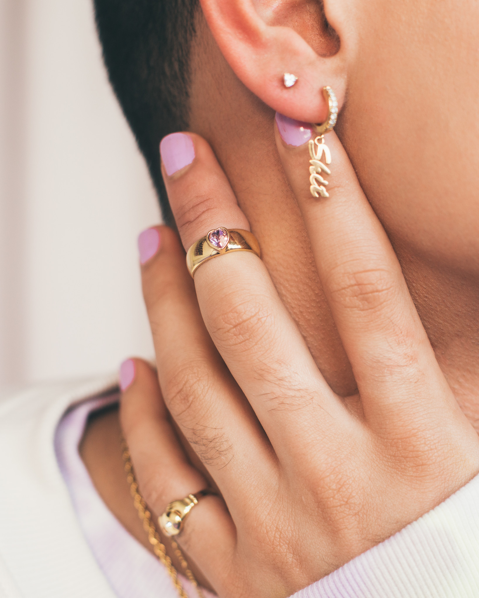 T.I.T.S. SHIT CRYSTAL EARRING GOLD