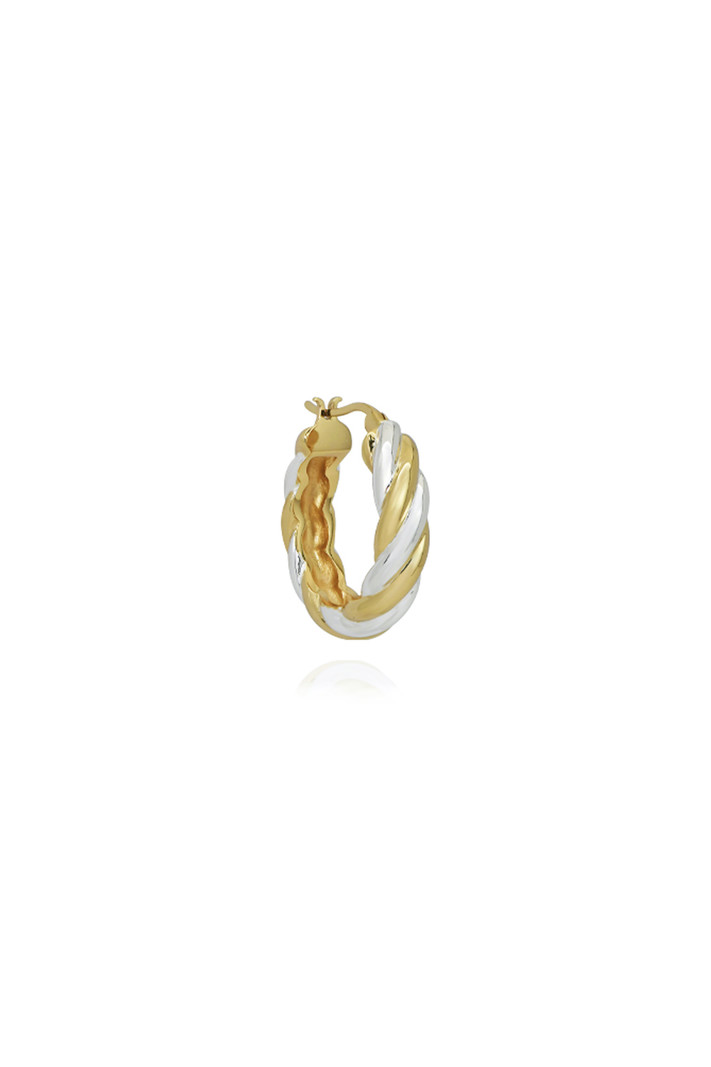 T.I.T.S. GOLD & SILVER TWIST HOOP EARRING