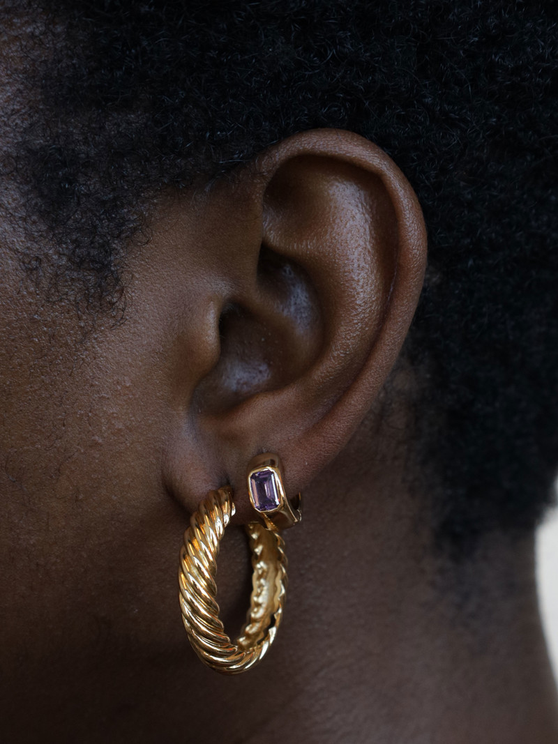 T.I.T.S. ROPE TWIST HOOP EARRING GOLD