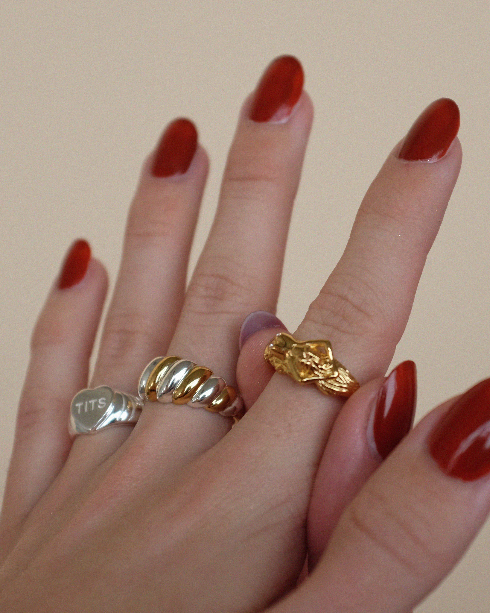 T.I.T.S. TITS BIG HEART RING SILVER