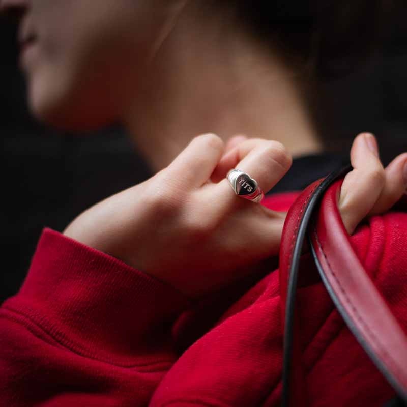 T.I.T.S. TITS BIG HEART RING SILVER